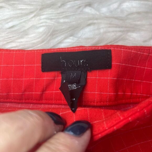 h:ours Brisa Red Checkered Cheeky Mini Side Zip Shorts - Picture 8 of 8